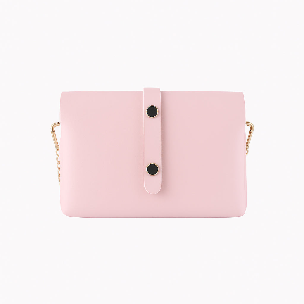 RB1001BJ | Borsa Piccola in Vera Pelle Made in Italy con Tracollina removibile e passante di chiusura in metallo Oro Lucido - Colore Rosa - Dimensioni: cm 16,5 x 11 x 8