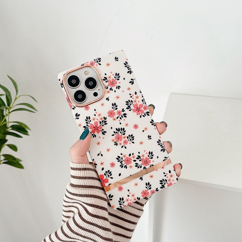 Ins Wind Small Floral Mobile Phone Case Square Protective